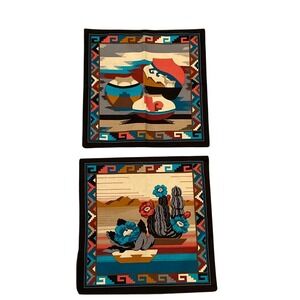 VTG Cranston Print Works Fabric Southwestern Style Pillow Covers Set of 2 15x15"